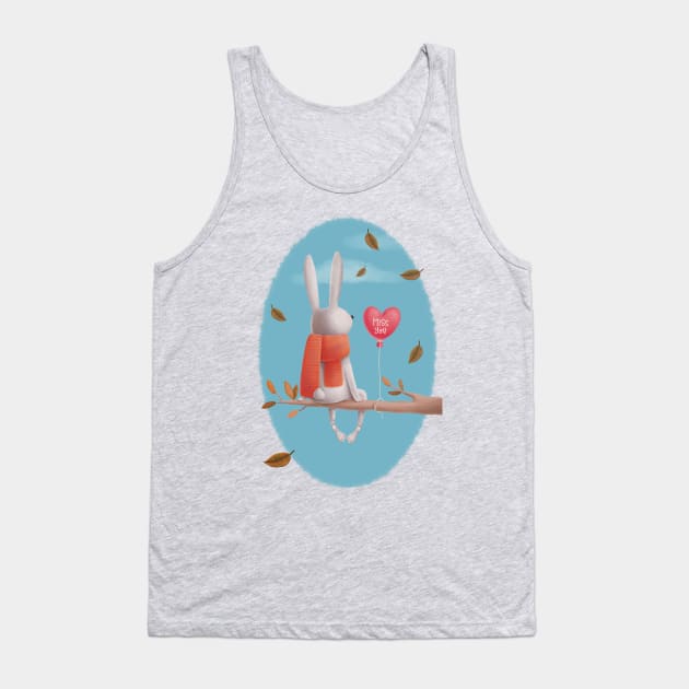 Miss you! Cute rabbit sitting in a tree thinking of his love in the autumn Tank Top by marina63